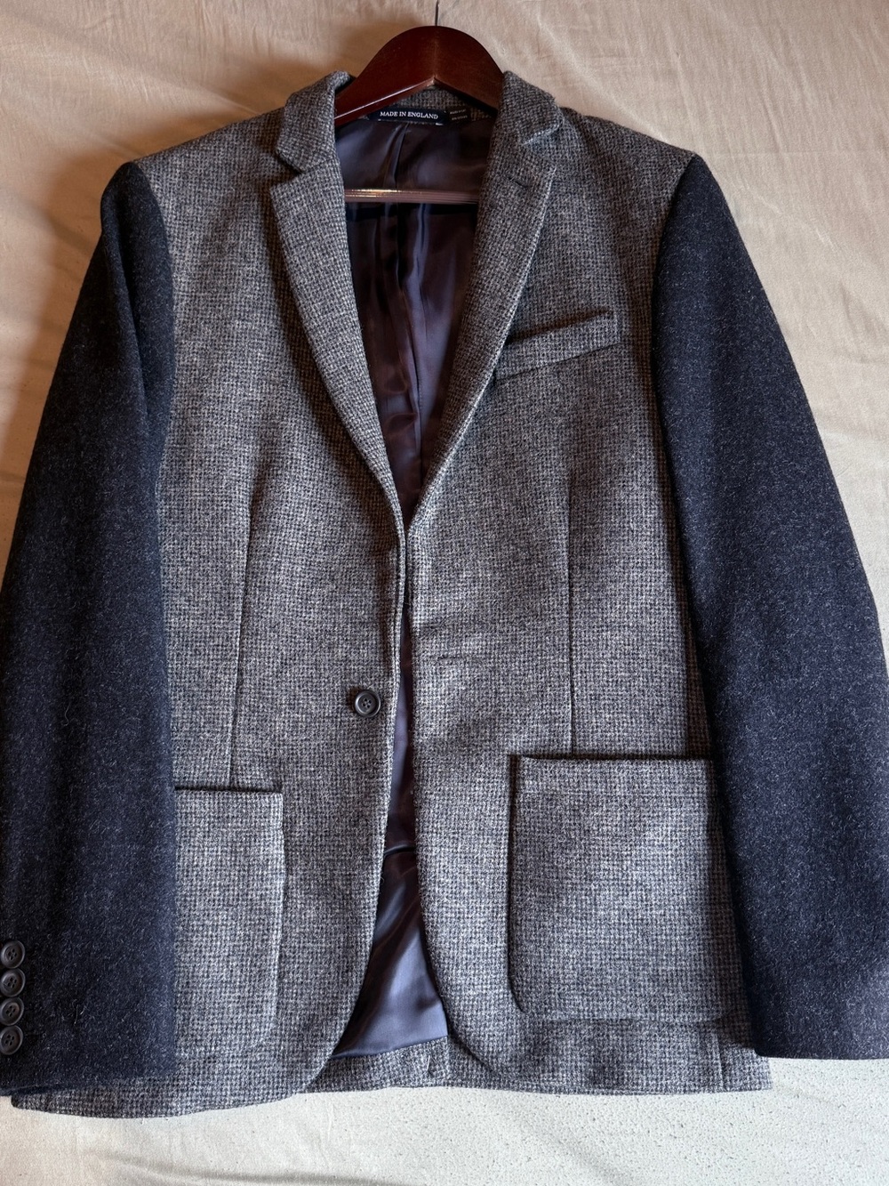 Men's Two-Tone Gray & Black Wool Blazer